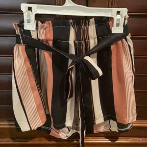 Shein shorts, pink and black stripes size S